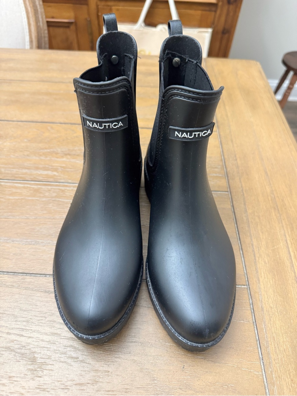 Nautica Black Slip-On Rubber Ankle Boots